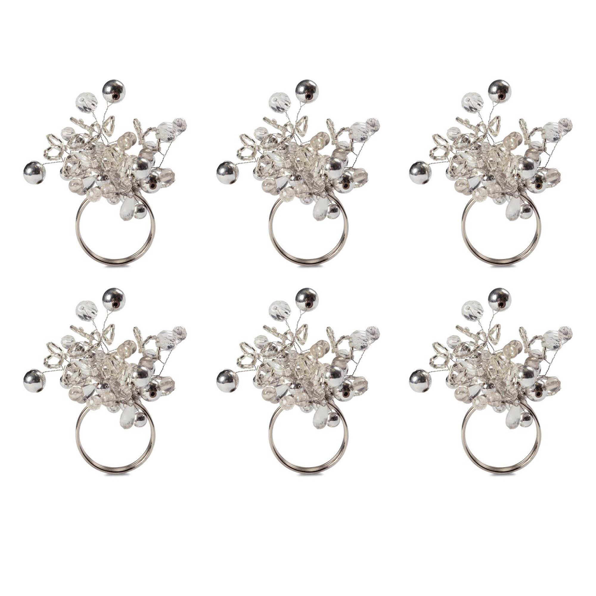 DII® Silver Multi Bead Napkin Rings, 6ct.